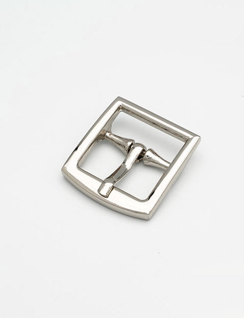 A shiny silver square belt buckle with a prong from YIPAI Buckles, displayed on a plain white background.