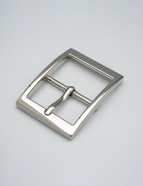 A shiny, rectangular metal belt buckle with a prong from YIPAI Buckles, shown on a plain light gray background.