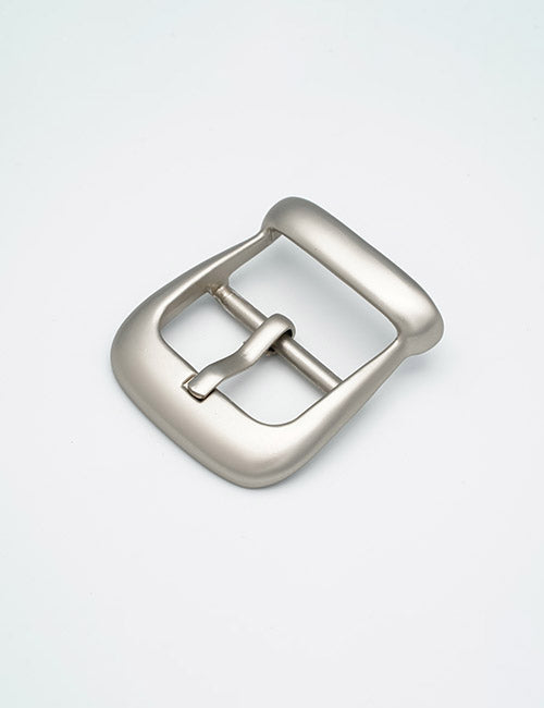 A YIPAI Buckle with a matte silver finish, featuring a rectangular shape with rounded edges and a central prong, is displayed on a plain white background.