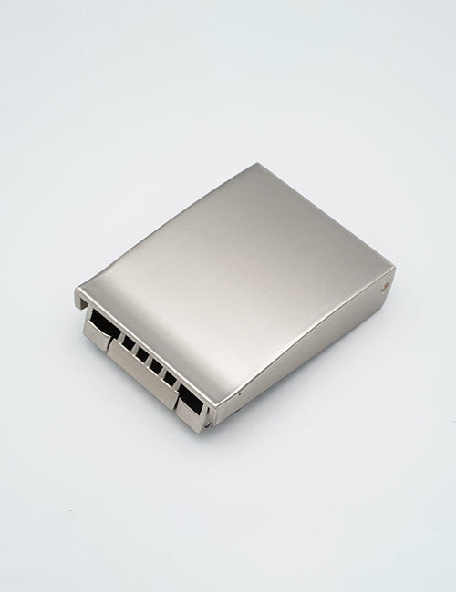 The YIPAI Buckles card holder features a rectangular metallic build and a sleek, minimalist design, displayed against a plain light background.