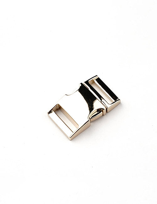 The YIPAI Buckles side-release buckle is shown at an angle on a white background, highlighting its shiny silver metal finish with both connector pieces visible.