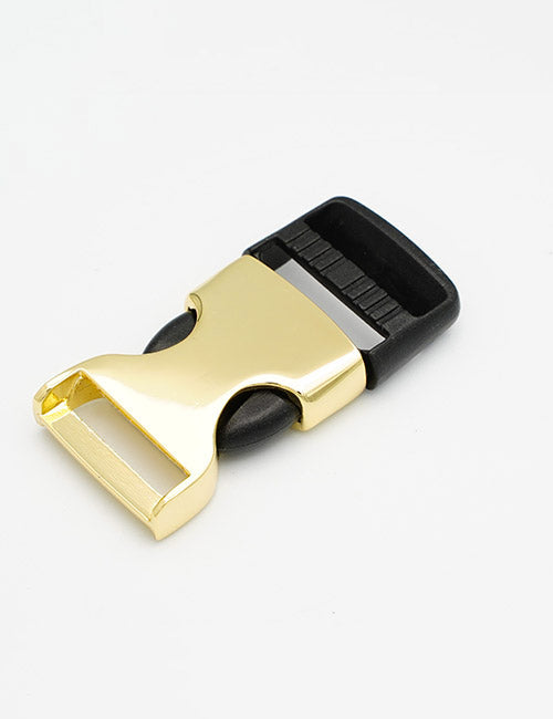 The YIPAI Buckles is a plastic and metal side-release buckle with a gold-colored clasp and black base, ideal for bags, belts, or straps. Shown against a plain white background.