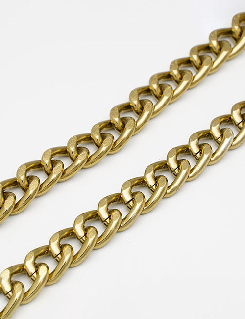 Two YIPAI Chains with large, interlocking gold links are displayed parallel to each other on a white background.