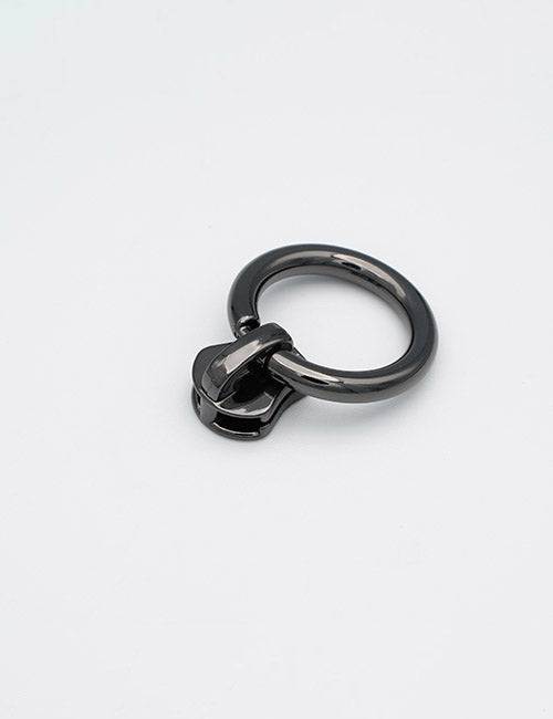 The YIPAI Fasteners black metal ring pull handle is mounted on a flat base and displayed against a plain white background.