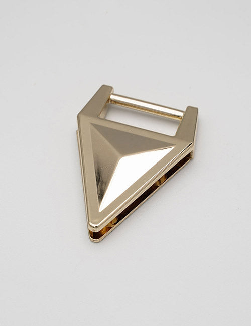 YIPAI Handles: gold, triangular metal buckle with a smooth, shiny finish, displayed on a plain white background.