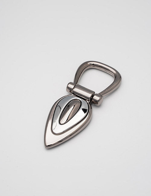 A YIPAI Handles silver metal turn lock clasp with a teardrop-shaped base and swivel D-ring is displayed on a plain white background.