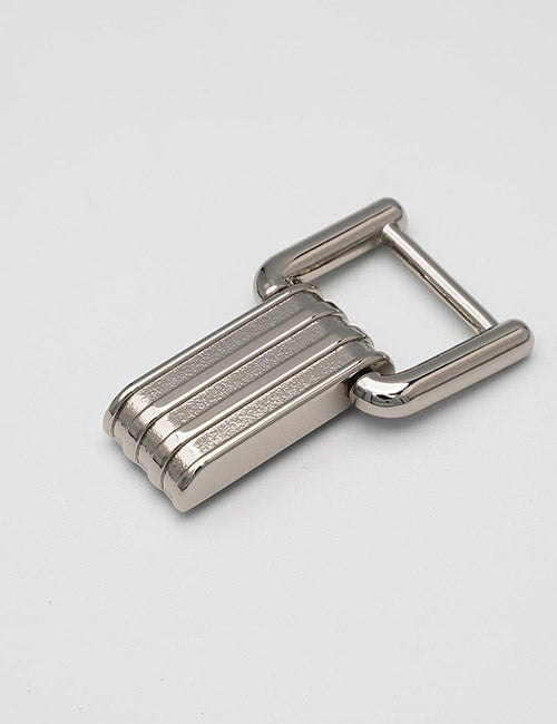 A YIPAI Handles silver metal padlock with a rectangular, ridged body and open shackle is displayed on a plain white surface.