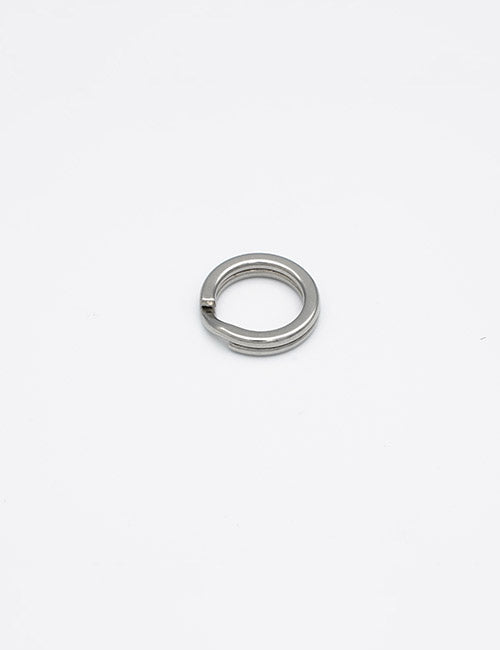 A YIPAI Rings & Slides silver metal split key ring lies flat on a plain white background.