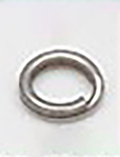 A close-up of a YIPAI Rings & Slides small metallic jump ring with a slight opening, shown on a plain white background.
