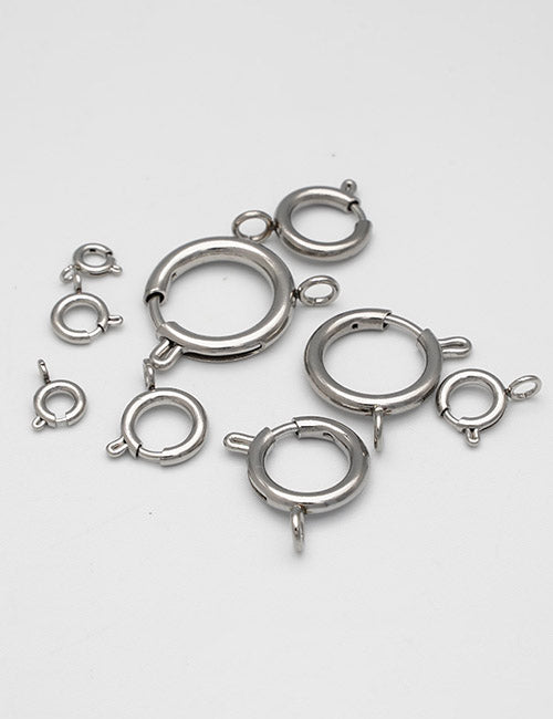 YIPAI Rings & Slides spring ring clasps in assorted sizes displayed on a plain white background.