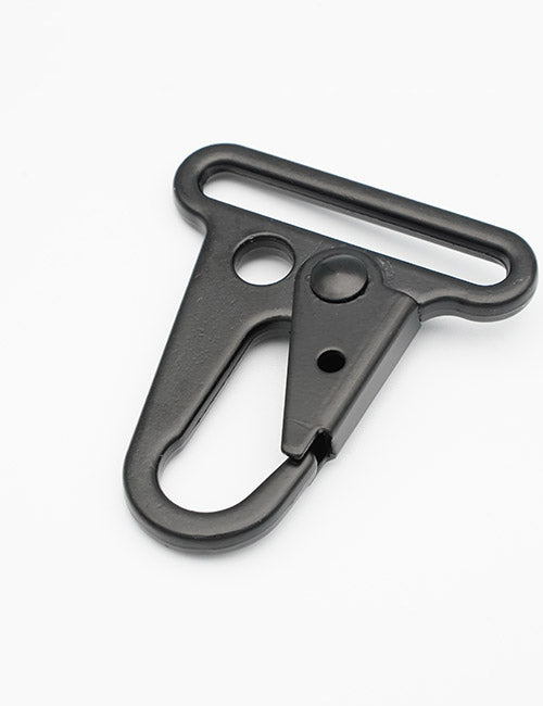 The YIPAI Snap Hook is a black, triangular metal hook with rounded edges, a spring-loaded clasp, and a top attachment slot, shown on a white background.